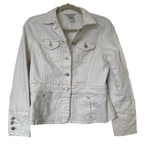 CAbi #249 military style off whit furled jacket coat